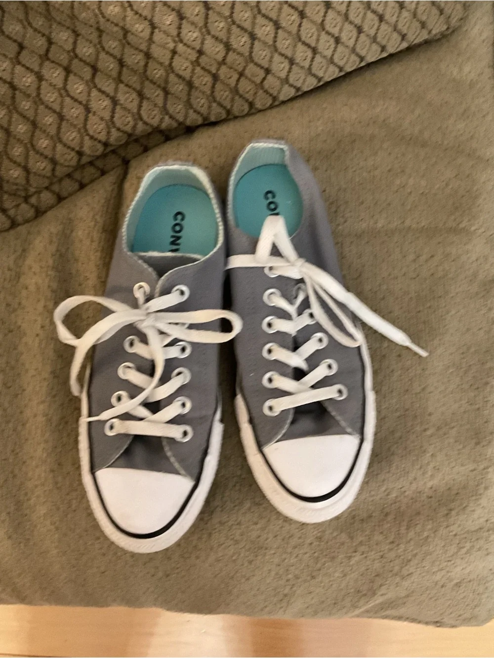 Converse All Star Double Tongue Womens Size 7 Sneakers Gray & Aqua